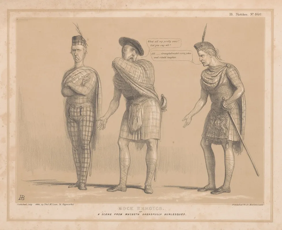 Mock Heroics A Scene From Macbeth Dreadfully Burlesqued Wall Art by John Doyle - High-Resolution Digital Print