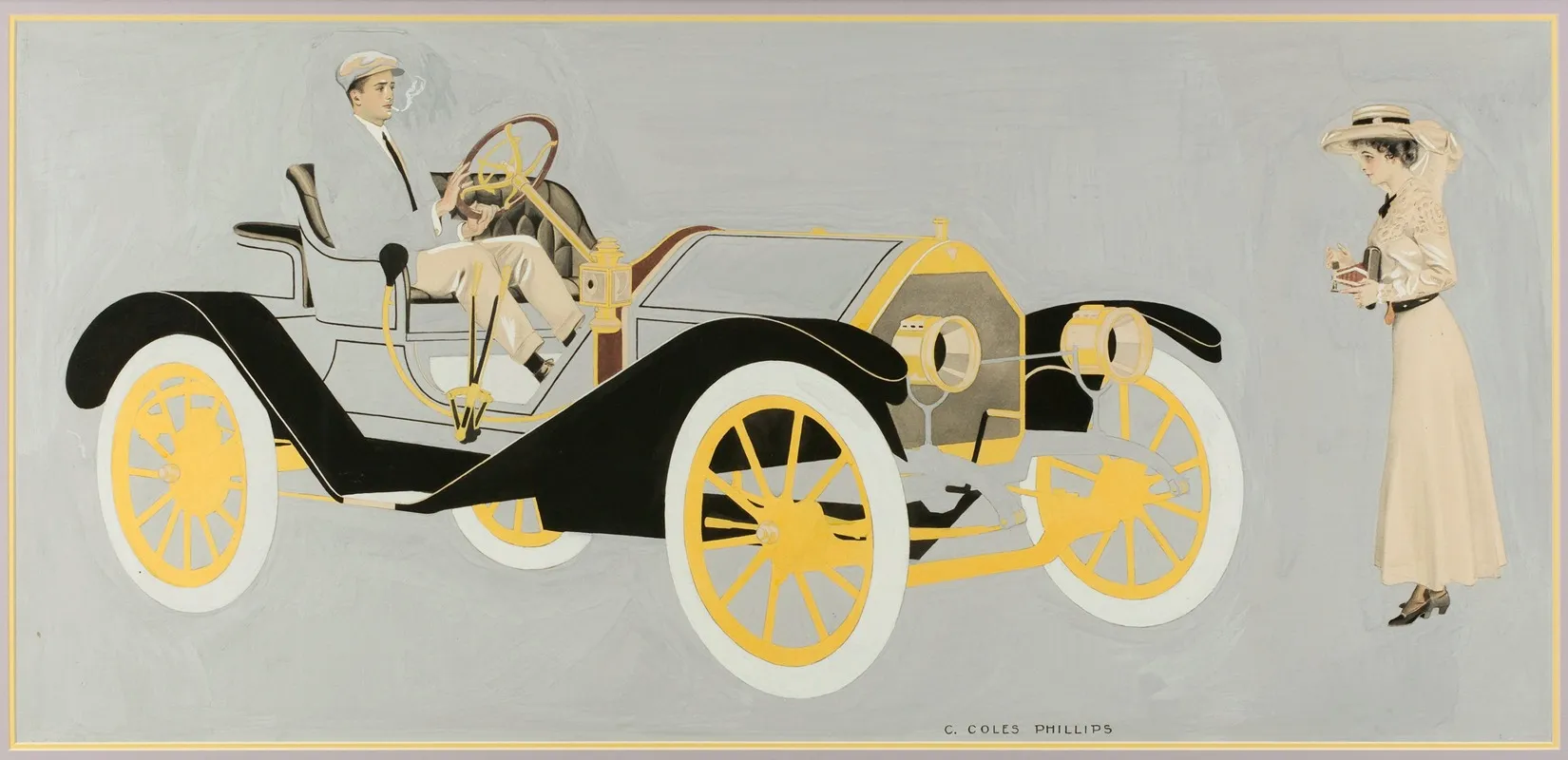 Model 20 Hudson Motor Car Ad Illustration Wall Art by Coles Phillips - High-Resolution Digital Print