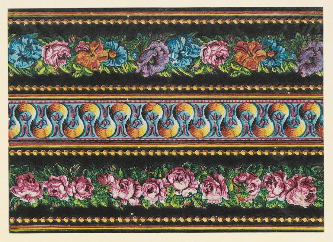 Modeldruckpapier Grosfigurige Musterbander Mit Blumen