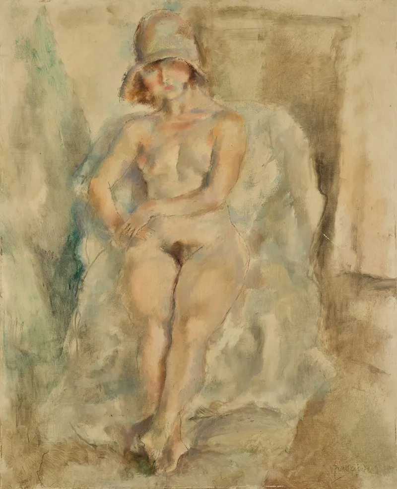 Modele Nu Au Chapeau Wall Art by Jules Pascin - High-Resolution Digital Print