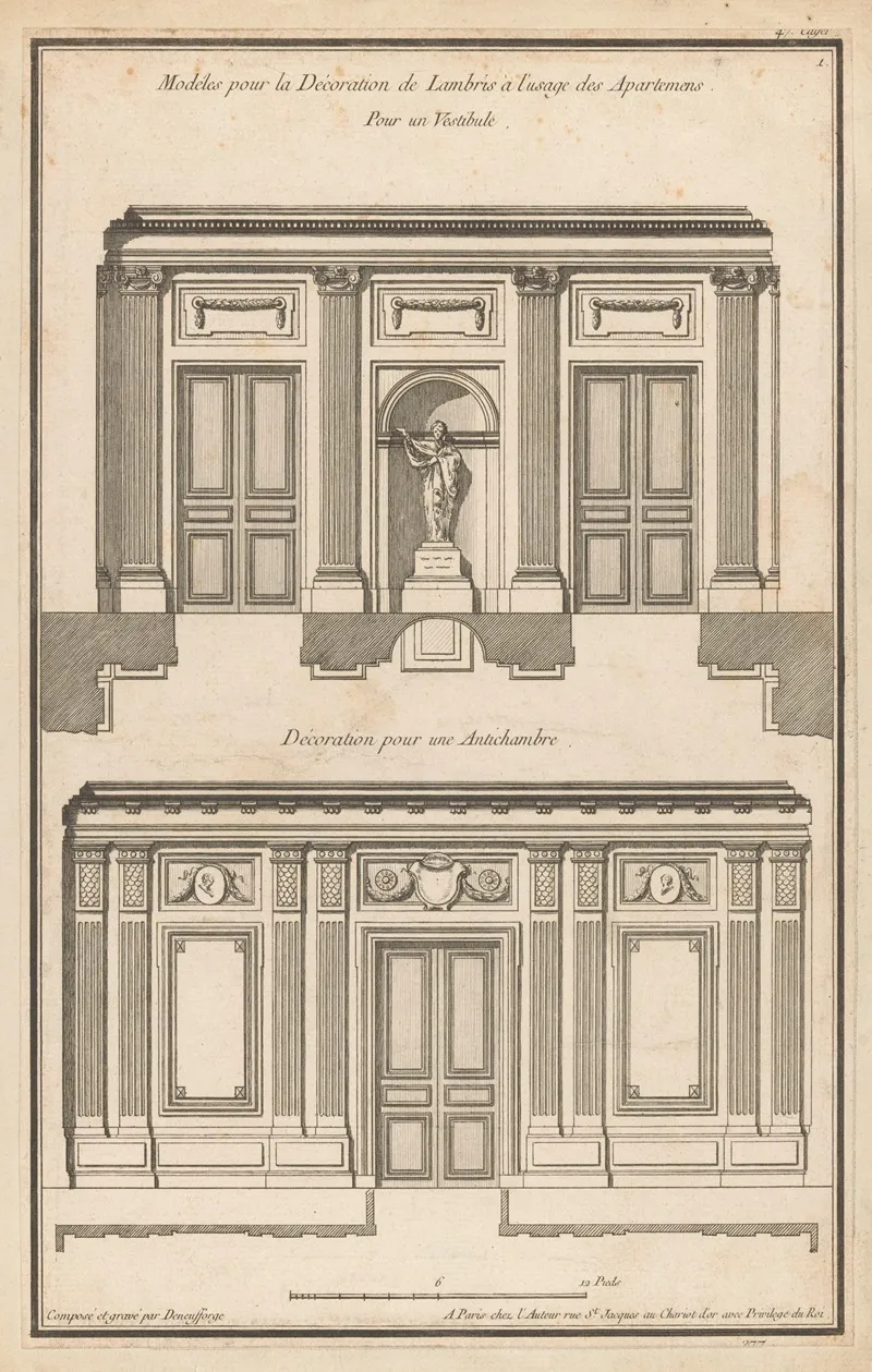 Modeles Pour La Decoration De Lambris A Lusage Des Apartemens Wall Art by Jean François de Neufforge - High-Resolution Digital Print