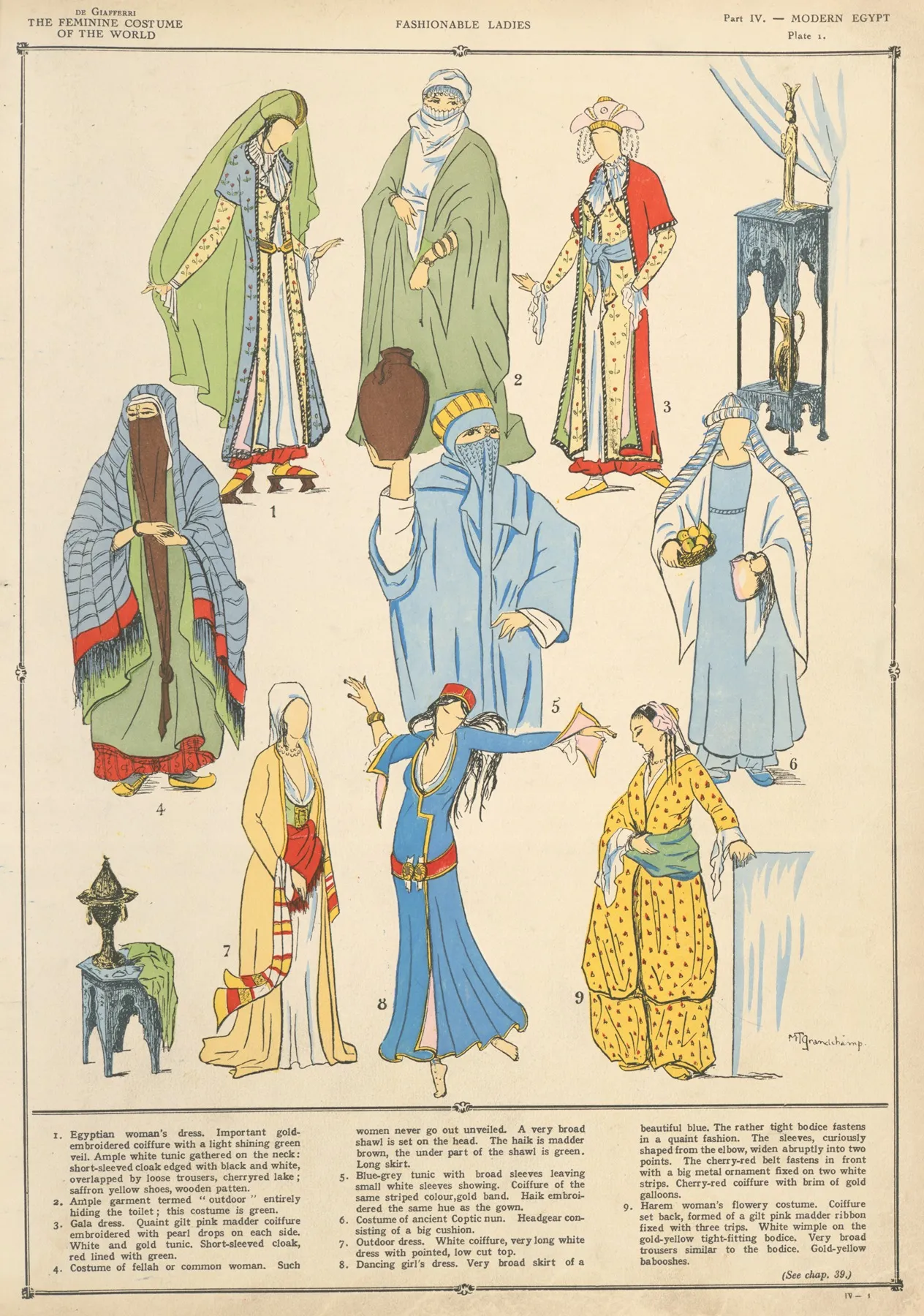 Modern Egypt Fashionable Ladies Wall Art by Paul Louis de Giafferri - High-Resolution Digital Print