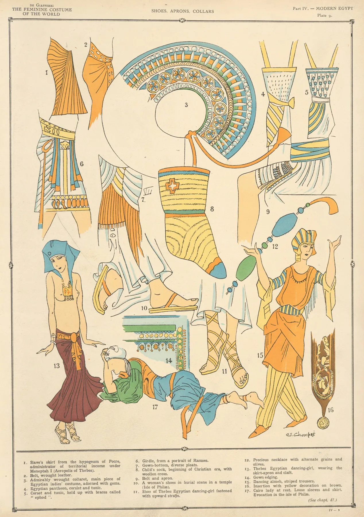 Modern Egypt Shoes Aprons Collars Wall Art by Paul Louis de Giafferri - High-Resolution Digital Print