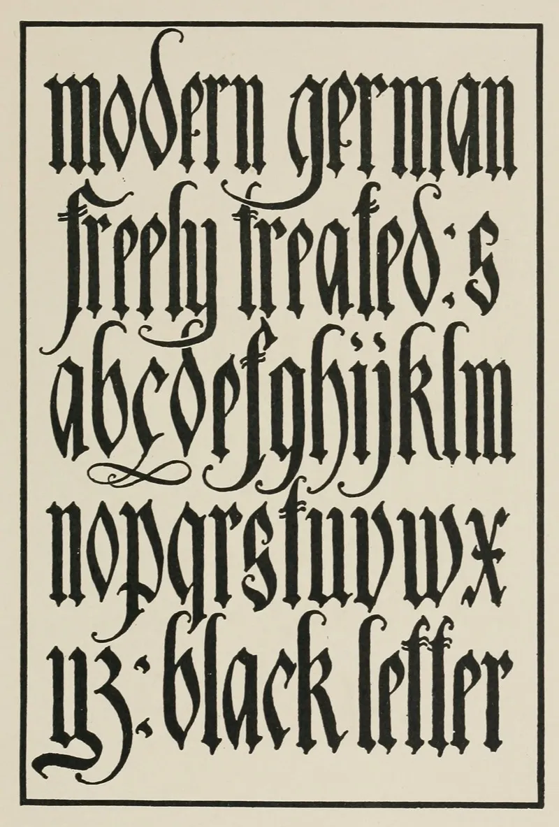 Modern German Blackletters Flourished Wall Art by Frank Chouteau Brown - High-Resolution Digital Print
