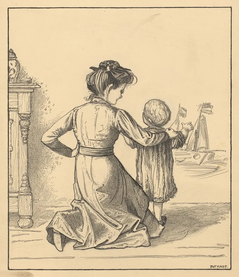 Moeder En Kind Bij Een Muur Wall Art by Willem Pothast - High-Resolution Digital Print