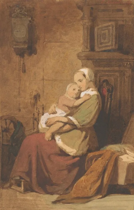 Moeder En Kind In Een Interieur Wall Art by Jacob Spoel - High-Resolution Digital Print
