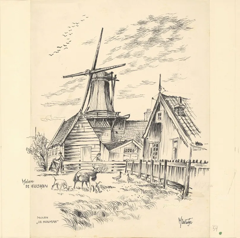 Molen De Huisman Nog Staand Aan Het Blauwe Pad Te Zaandam Wall Art by Maarten Oortwijn - High-Resolution Digital Print