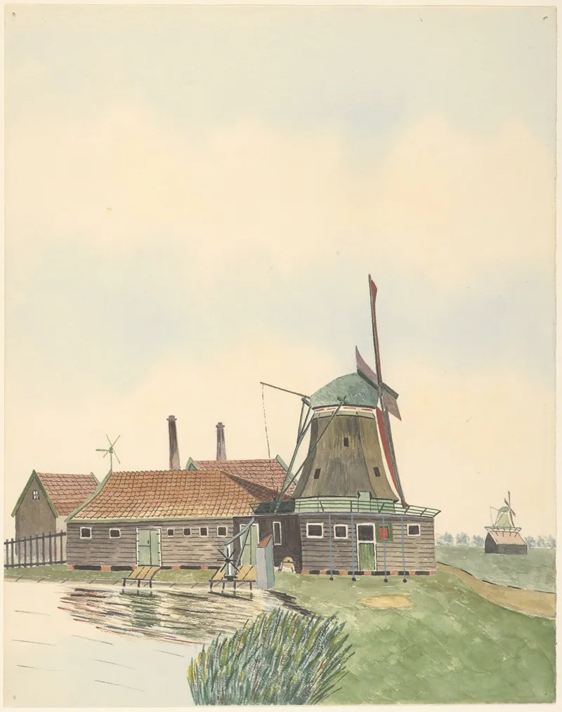 Molen De Kikkert Aan De Noorddijk Wall Art by Johannes Nicolaas Eijman - High-Resolution Digital Print