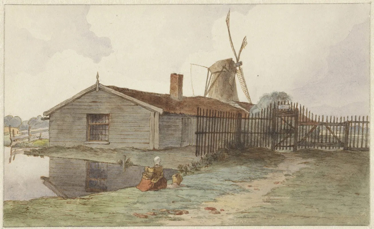 Molen Met Houten Gebouwen Bij Amsterdam
