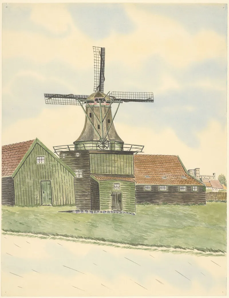 Molens Blauwselmolen De Huisvrouw Blauwepad Wall Art by Johannes Nicolaas Eijman - High-Resolution Digital Print