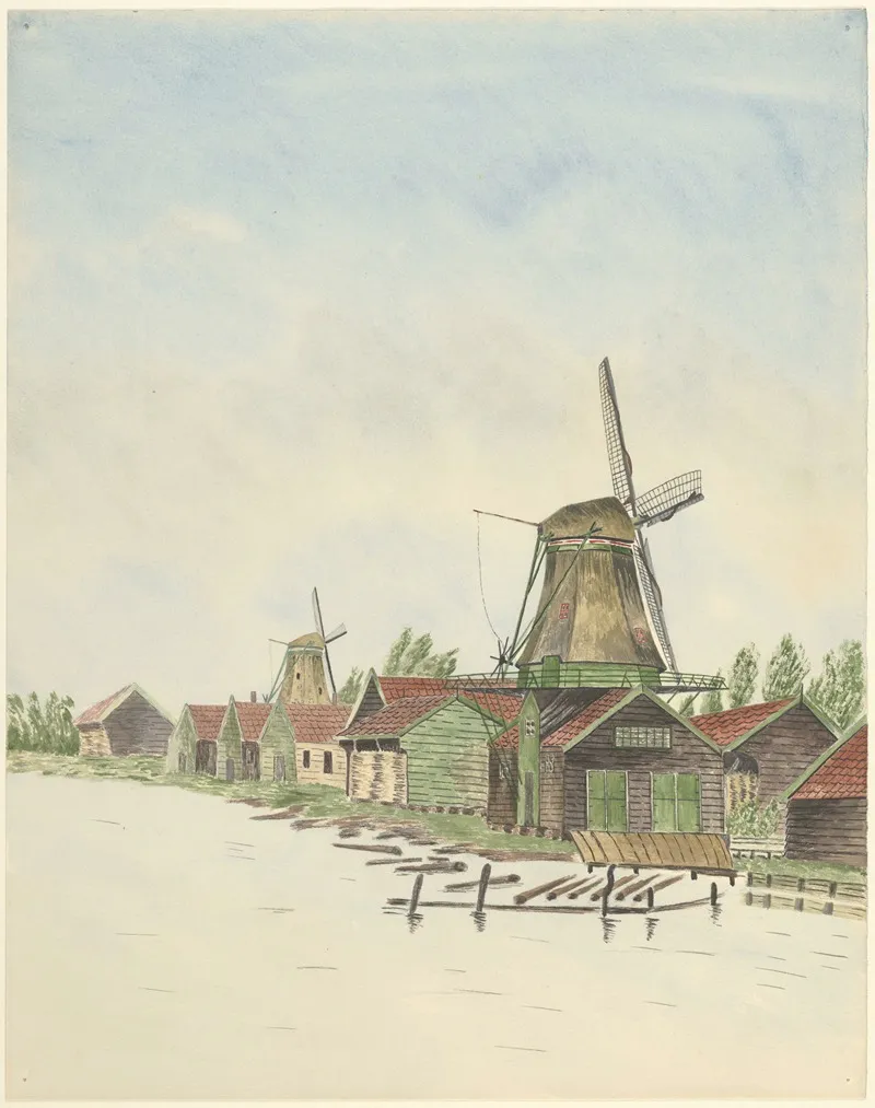 Molens Houtzaagmolen De Grauwe Beer Westzaandam Gesloopt 1893 Wall Art by Johannes Nicolaas Eijman - High-Resolution Digital Print
