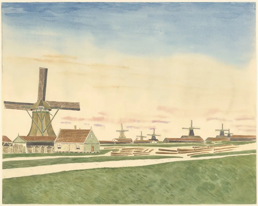Molens Houtzaagmolen Het Jonge Schaap Westzaandam Wall Art by Johannes Nicolaas Eijman - High-Resolution Digital Print