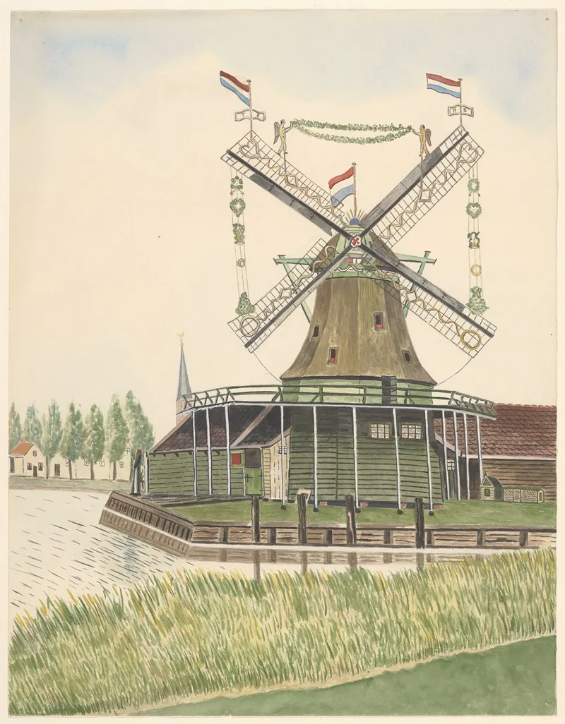 Molens Oliemolen De Poelsnip In Bruidstooi Wall Art by Johannes Nicolaas Eijman - High-Resolution Digital Print