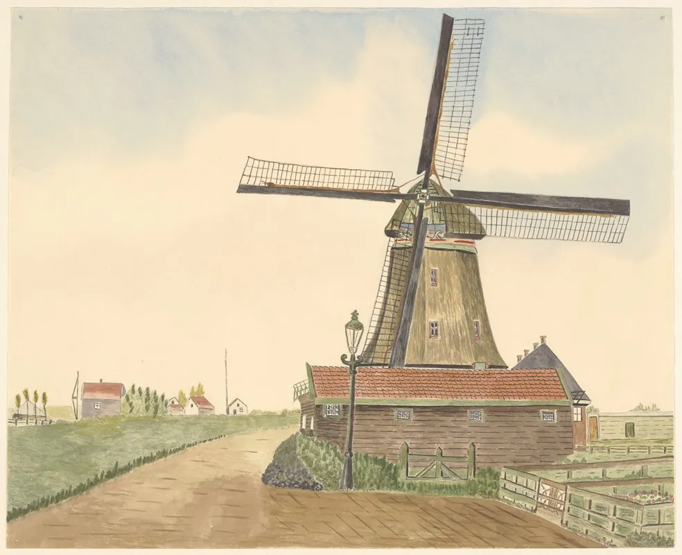 Molens Oliemolen De Strijd T Kalf Wall Art by Johannes Nicolaas Eijman - High-Resolution Digital Print