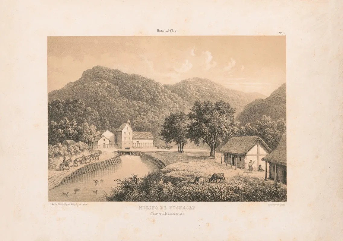 Molino De Puchacay Provincia De Concepcinn Wall Art by Pierre Frédéric Lehnert - High-Resolution Digital Print