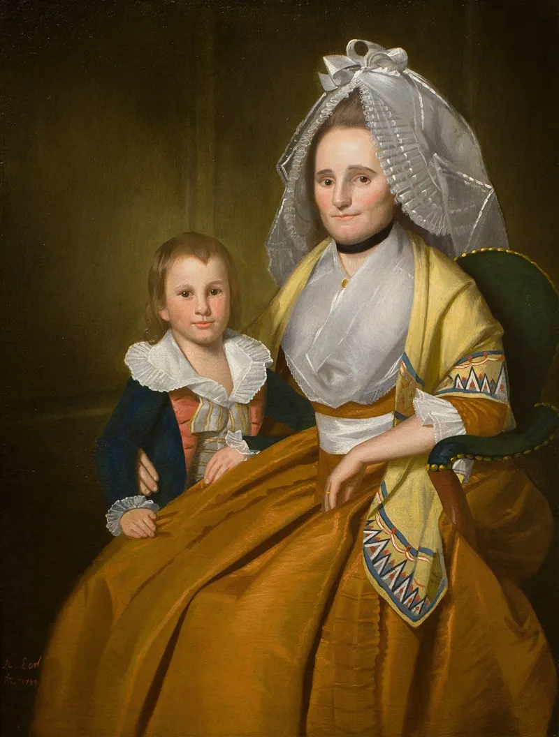 Molly Marsh Seymour Mrs Moses Seymour And Son Epaphroditus Wall Art by Ralph Earl - High-Resolution Digital Print