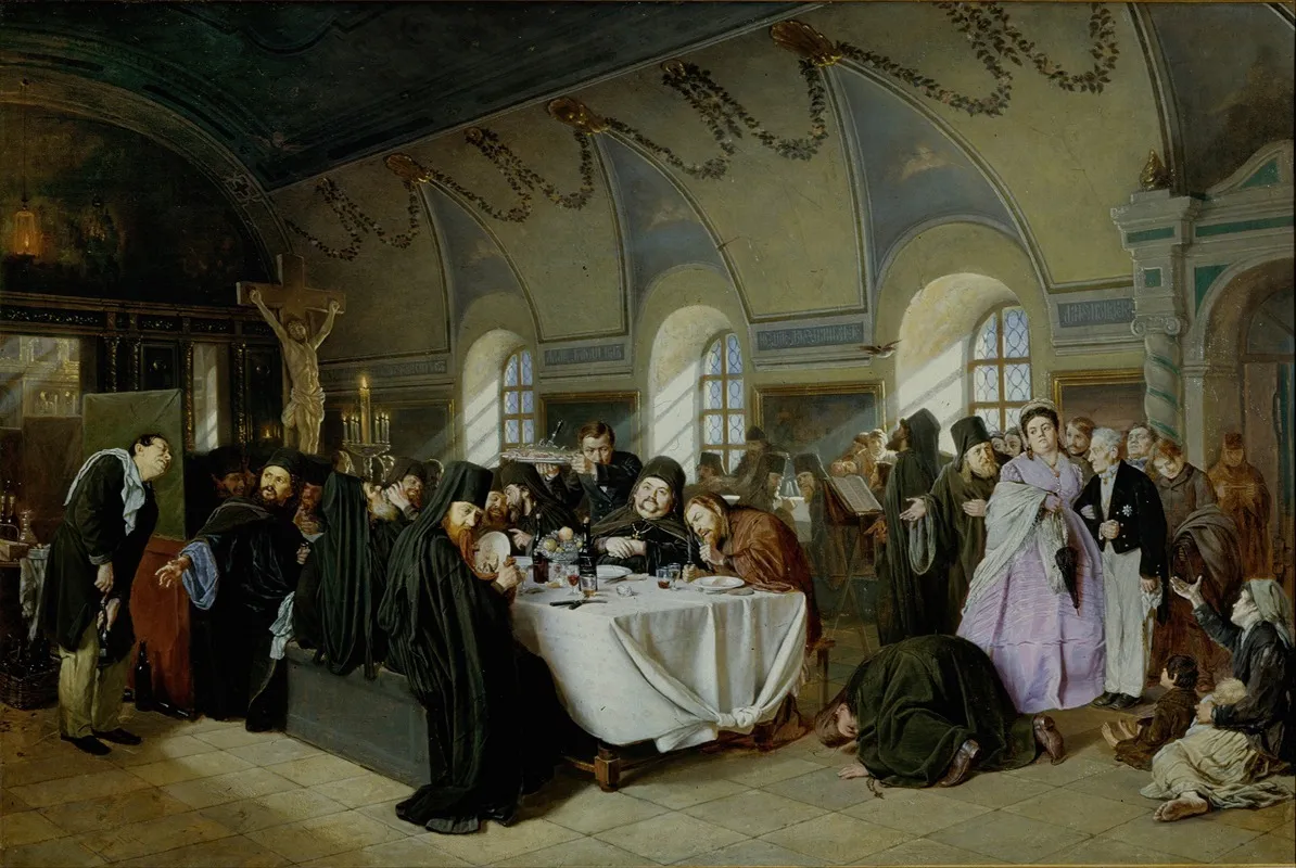 Monastic Refectory Wall Art by Vasily Perov - High-Resolution Digital Print