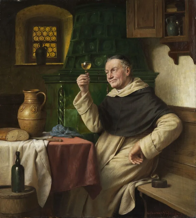 Monch Bei Der Weinprobe 2 Wall Art by Josef Wagner-Höhenberg - High-Resolution Digital Print