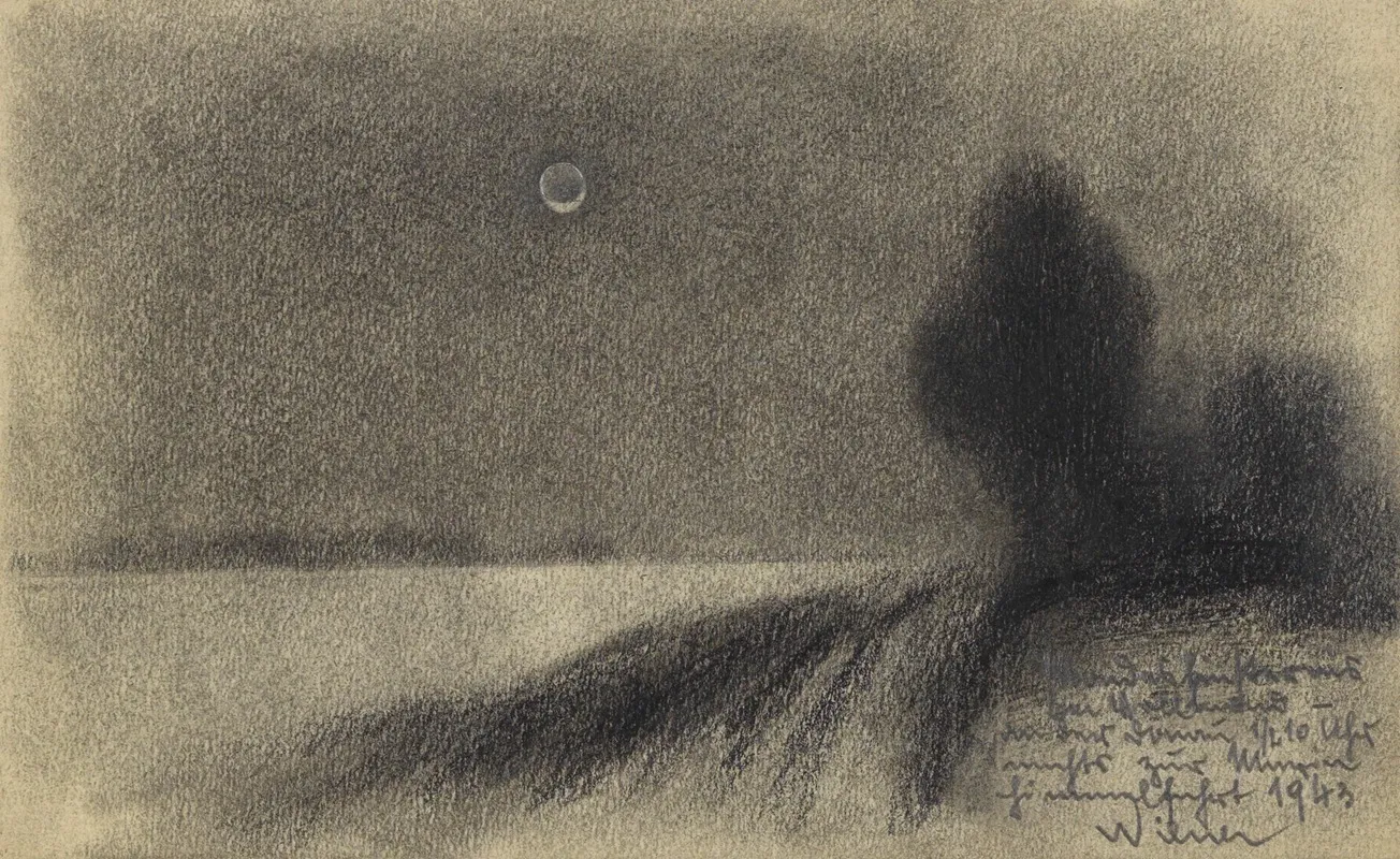 Mondesfinsternis Bei Vollmond An Der Donau Wall Art by Karl Wiener - High-Resolution Digital Print