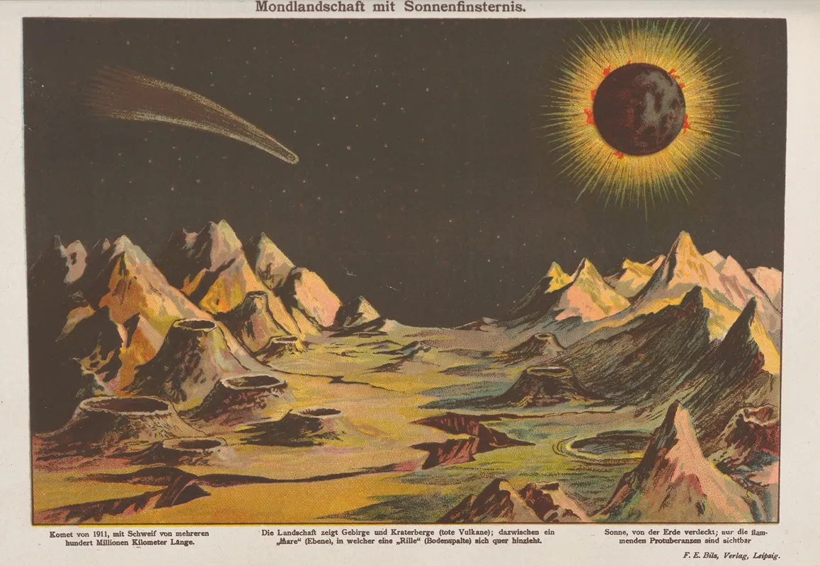 Mondlandschaft Mit Sonnenfinsternis Wall Art by Oskar Hoffmann - High-Resolution Digital Print