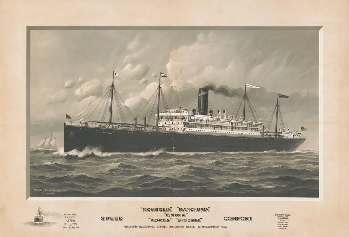 Mongolia Manchuria China Korea Siberia Trans Pacific Line Pacific Mail Steamship Co 2 Wall Art by Fred Pansing - High-Resolution Digital Print