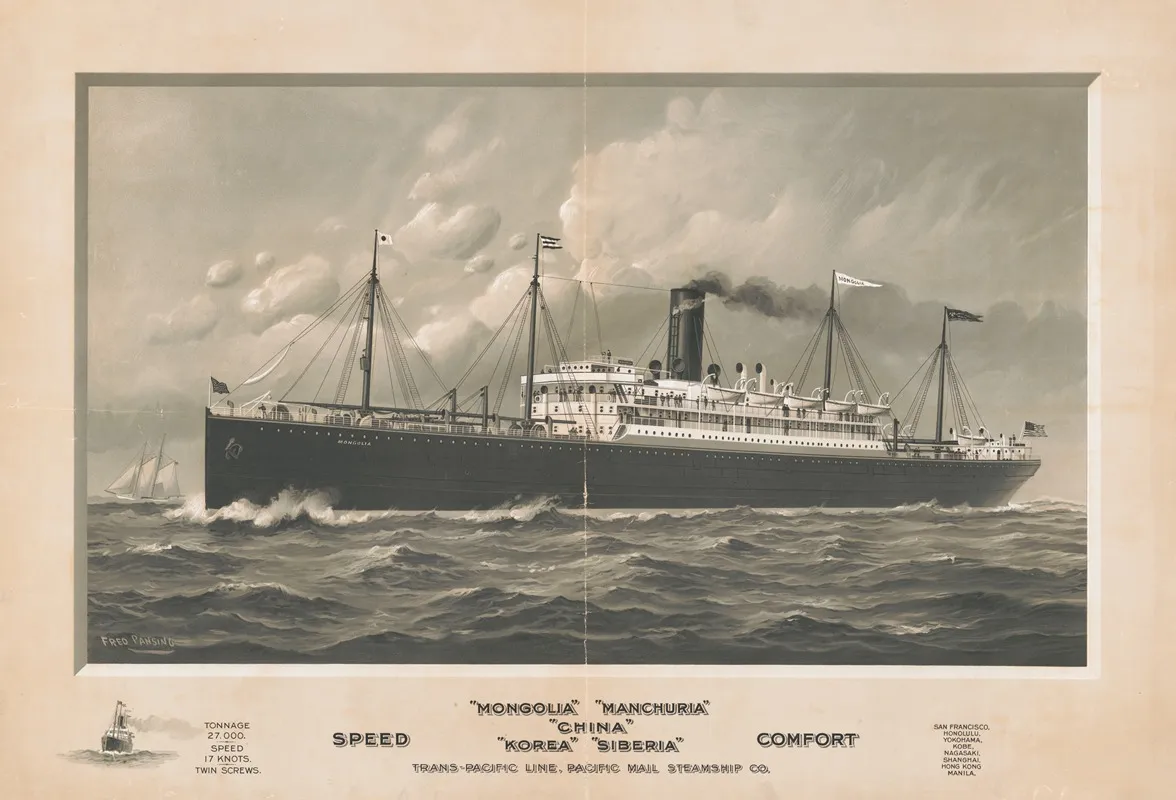 Mongolia Manchuria China Korea Siberia Trans Pacific Line Pacific Mail Steamship Co Wall Art by Fred Pansing - High-Resolution Digital Print