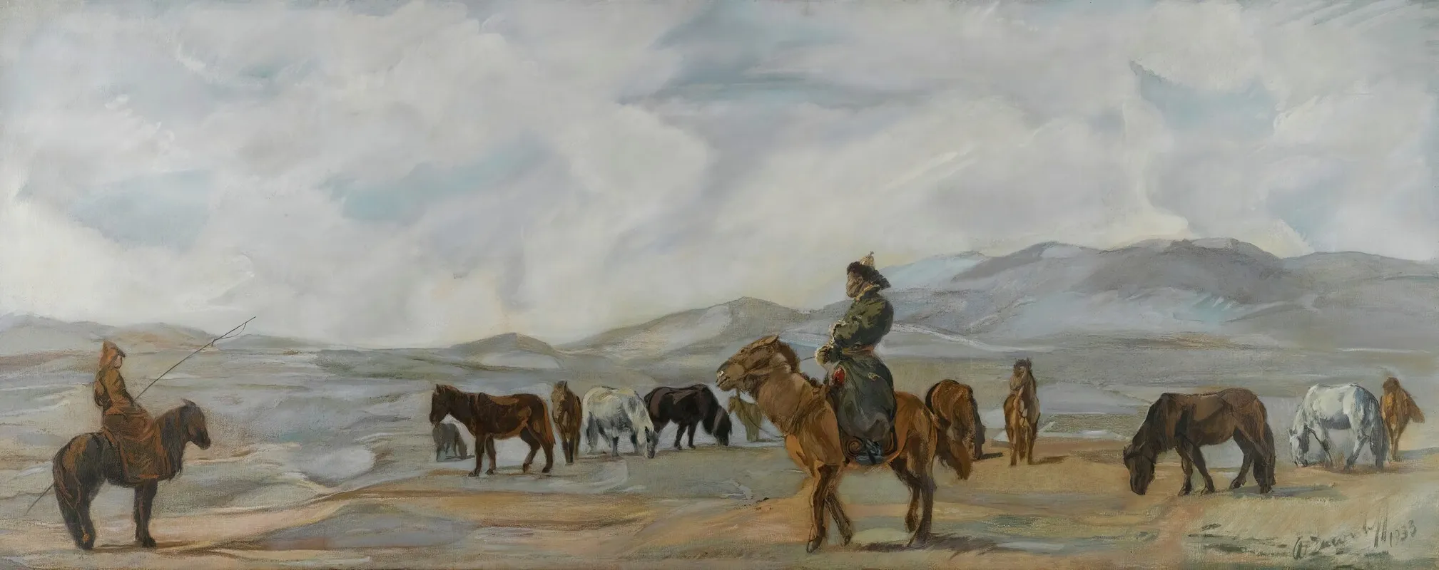 Mongolian Horsemen Wall Art by Alexandre Jacovleff - High-Resolution Digital Print