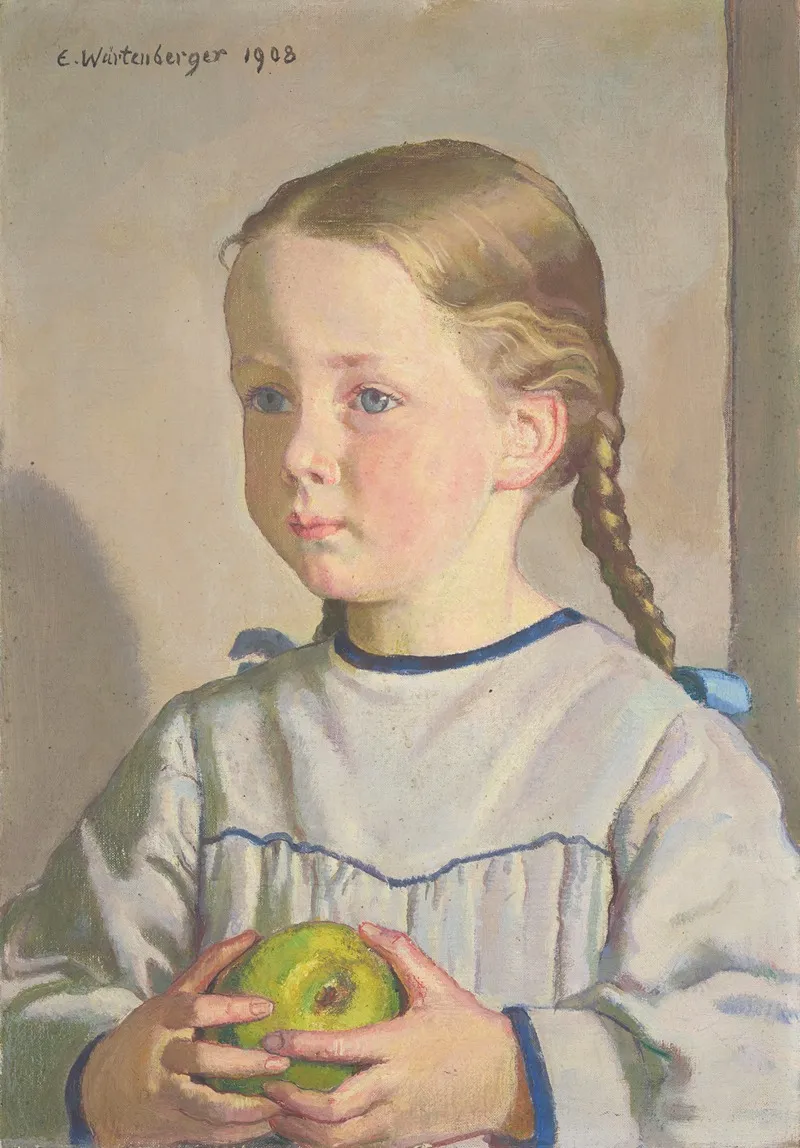 Monika With An Apple Wall Art by Ernst Würtenberger - High-Resolution Digital Print