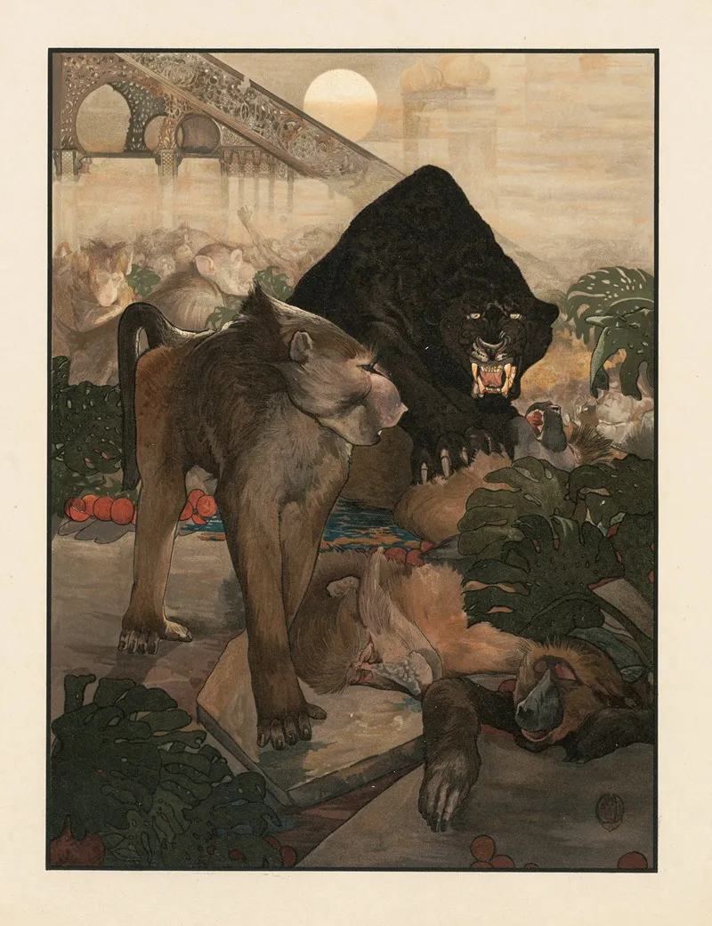 Monkey Fight 2 Wall Art by Charles Maurice Detmold - High-Resolution Digital Print