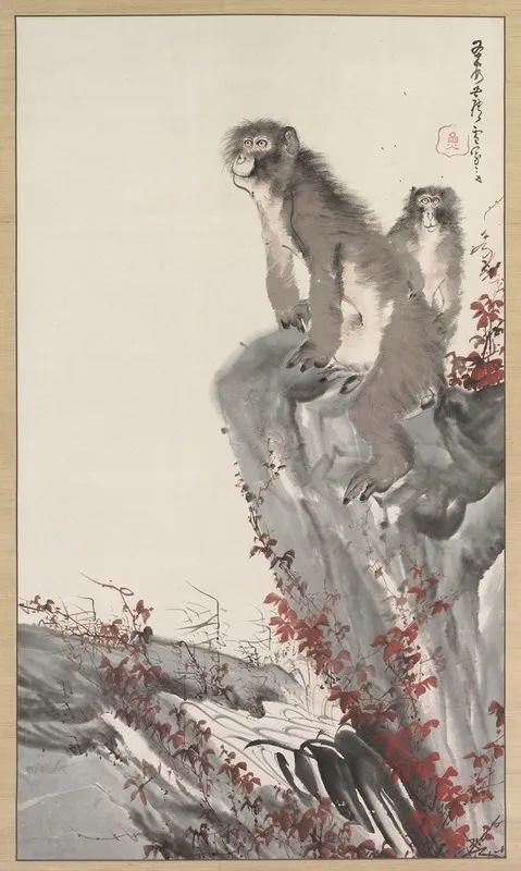 Monkeys By A Stream Wall Art by Nagasawa Rosetsu - High-Resolution Digital Print