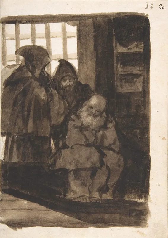 Monks In An Interior Wall Art by Francisco de Goya - High-Resolution Digital Print