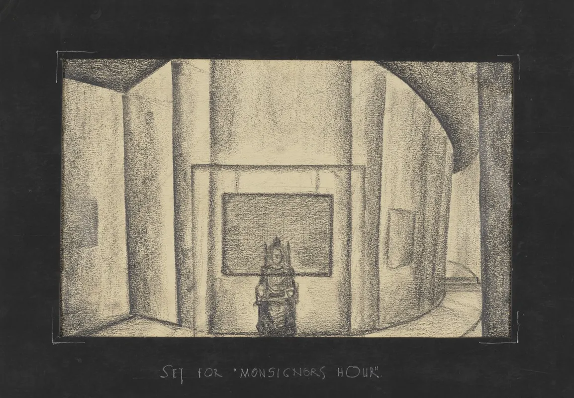 Monsignors Hour Sketch No 1 Set Pencil Sketch Of Throne Room Wall Art by William Perkins - High-Resolution Digital Print