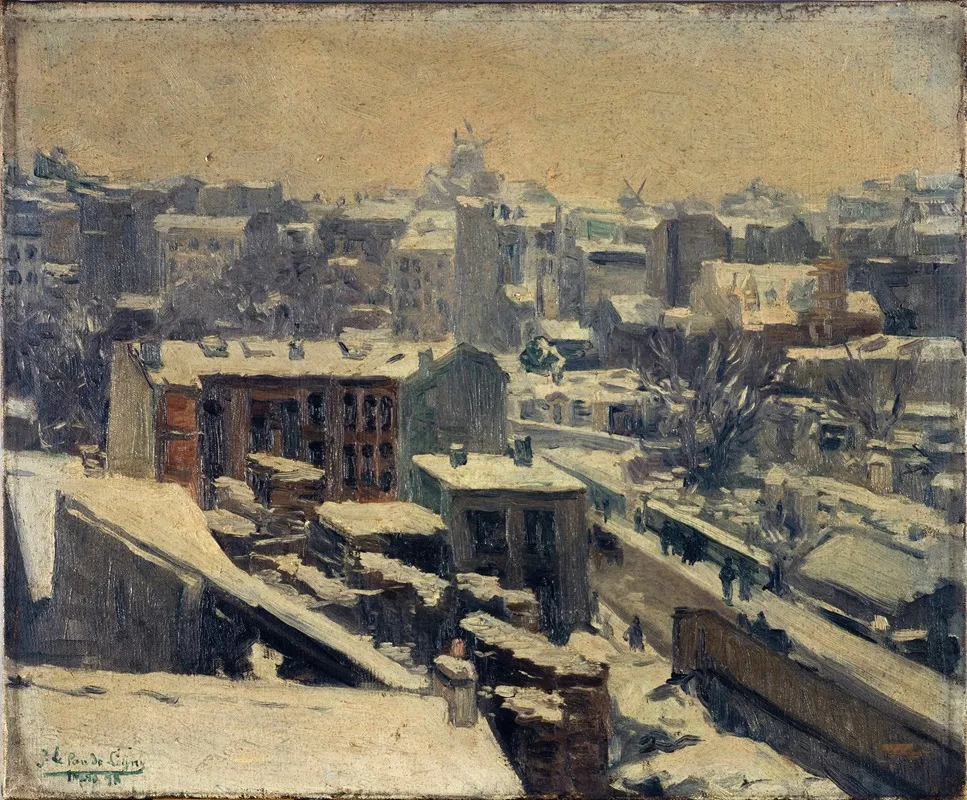 Montmartre Sous La Neige Emplacement Du Nouvel Hippodrome Wall Art by Joseph Le Pan de Ligny - High-Resolution Digital Print