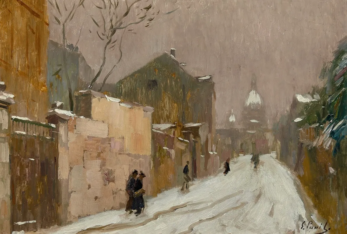 Montmatre En Hiver Wall Art by Elie Anatole Pavil - High-Resolution Digital Print