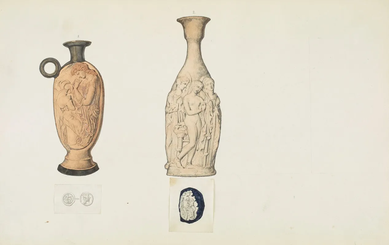 Monuments Antiques Dessines Pl 066 Wall Art by Jean-Baptiste Muret - High-Resolution Digital Print