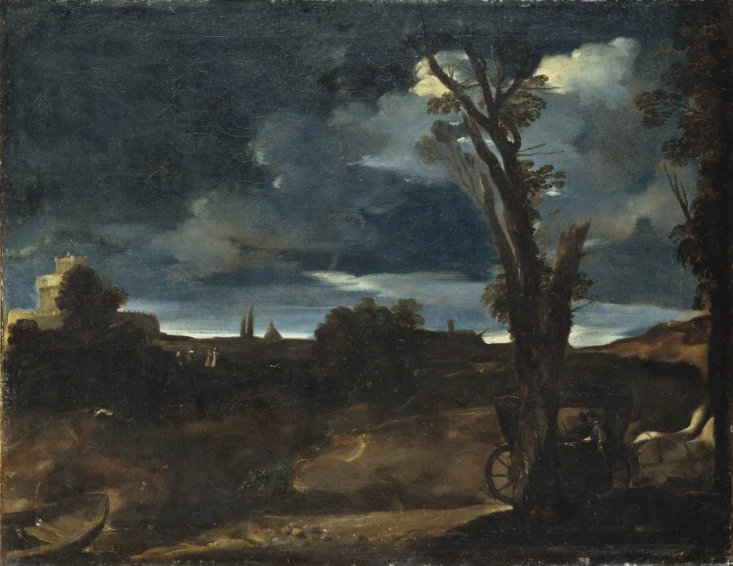 Moonlight Landscape 6 Wall Art by Guercino - High-Resolution Digital Print