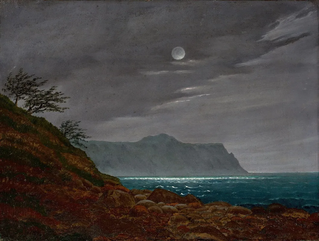 Moonlight Night On Rugen Wall Art by Johann Friedrich Boeck - High-Resolution Digital Print