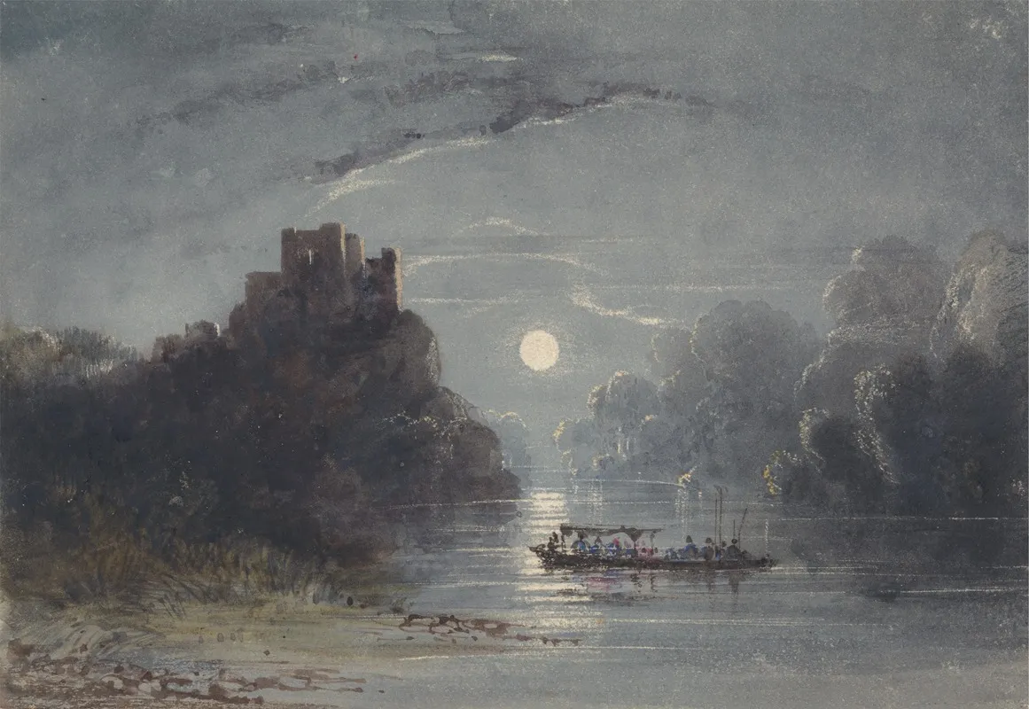 Moonlight River Scene Wall Art by Newton Limbird Smith Fielding - High-Resolution Digital Print