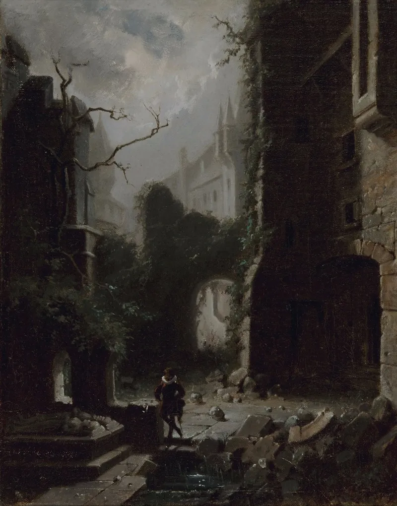 Moonlit Scene With Castle Ruins Wall Art by Carl Spitzweg - High-Resolution Digital Print