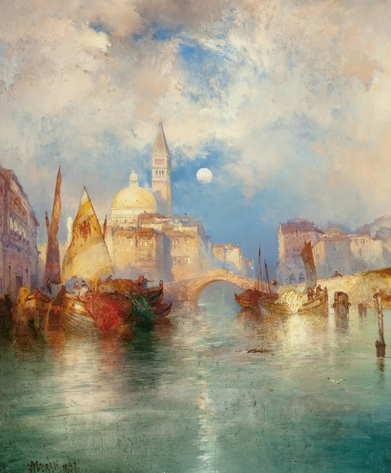Moonrise Chioggia Venice Wall Art by Thomas Moran - High-Resolution Digital Print