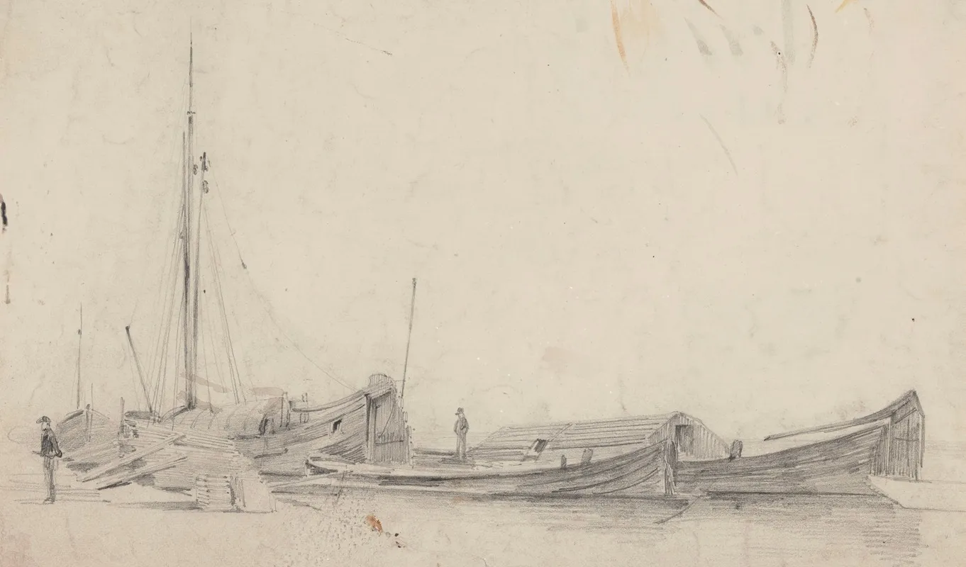 Moored Barges Wall Art by Gustave Adolphe Simonau - High-Resolution Digital Print