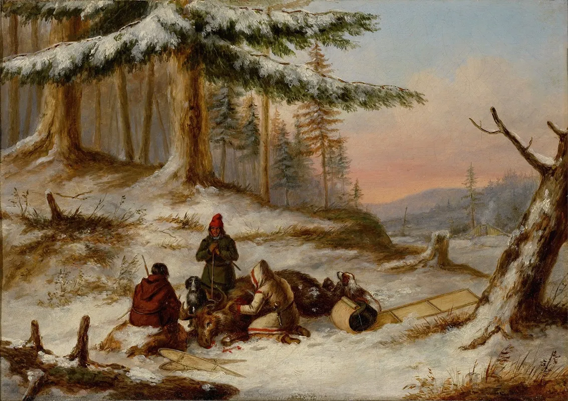 Moose Hunters Wall Art by Cornelius David Krieghoff - High-Resolution Digital Print