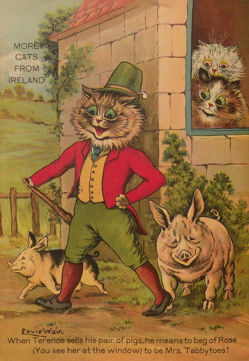 More Cats From Ireland Wall Art by Louis Wain - High-Resolution Digital Print