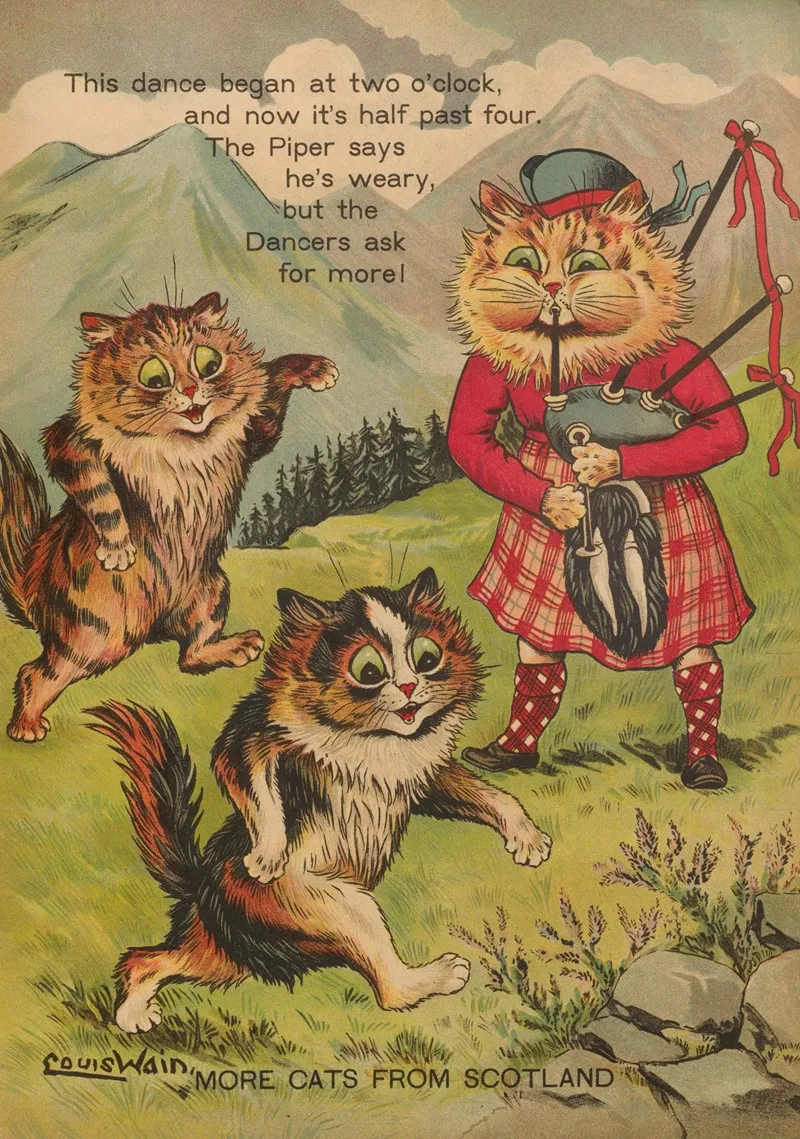 More Cats From Scotland Wall Art by Louis Wain - High-Resolution Digital Print
