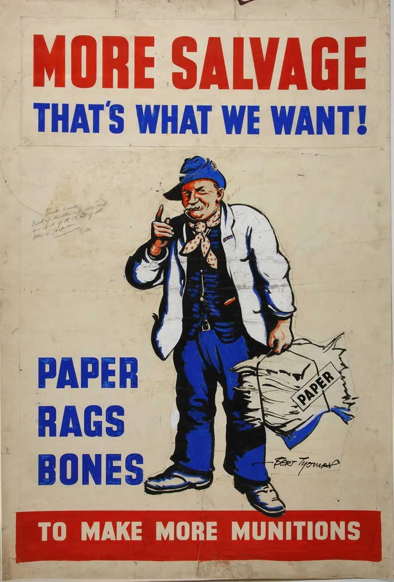 More Salvage Thats What We Want Paper Rags Bones To Make More Munitions Wall Art by Bert Thomas - High-Resolution Digital Print