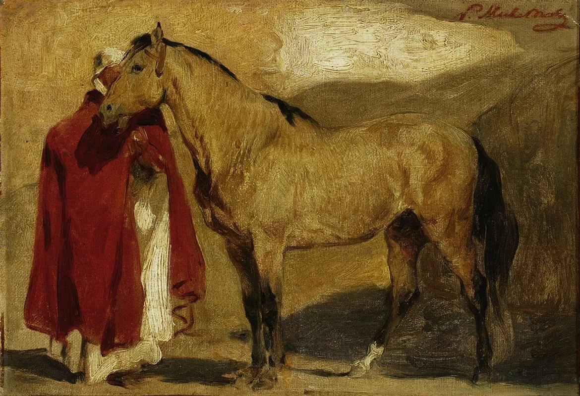 Moroccan Man With A Horse Wall Art by Piotr Michałowski - High-Resolution Digital Print