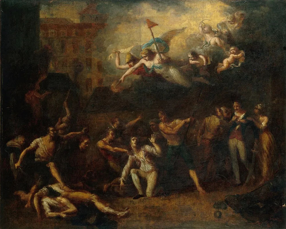 Mort De M De Pelleport Qui Sinterposait Pour Sauver M De Losme Officier De La Bastille Devant Lhotel De Ville Le 14 Juillet 1789 Revolution