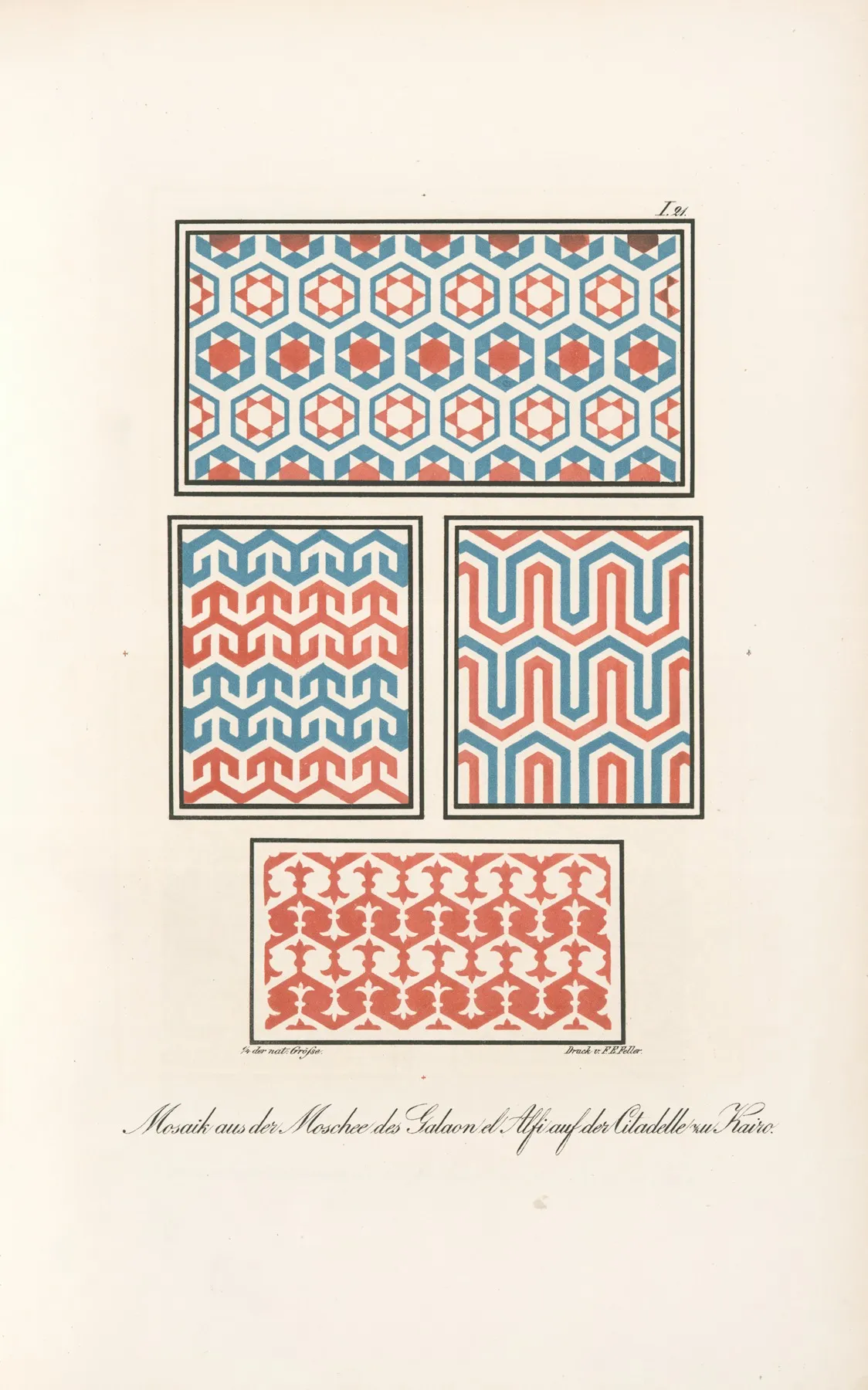Mosaik Aus Der Moschee Des Galaon El Alfi Auf Der Citadelle Zu Kairo 2 Wall Art by Friedrich Maximilian Hessemer - High-Resolution Digital Print