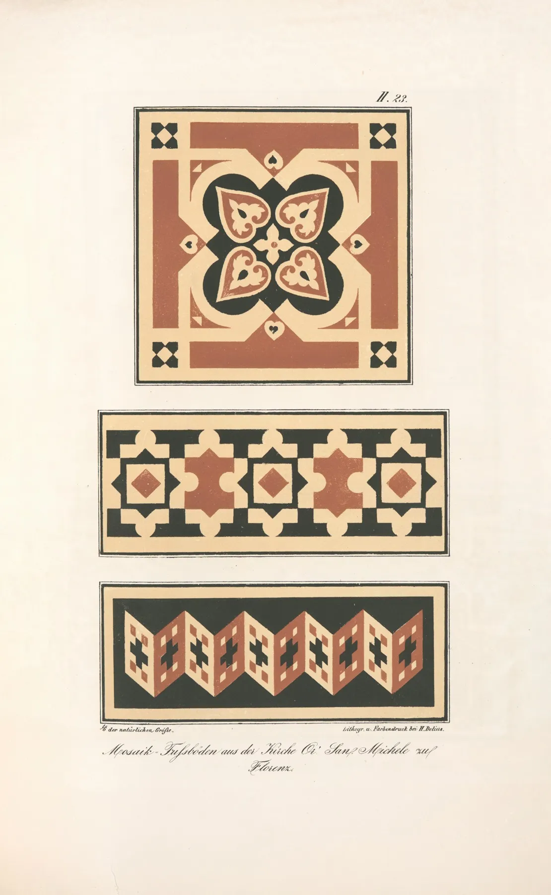 Mosaik Fussboden Aus Der Kirche Or San Michele Zu Florenz 2 Wall Art by Friedrich Maximilian Hessemer - High-Resolution Digital Print