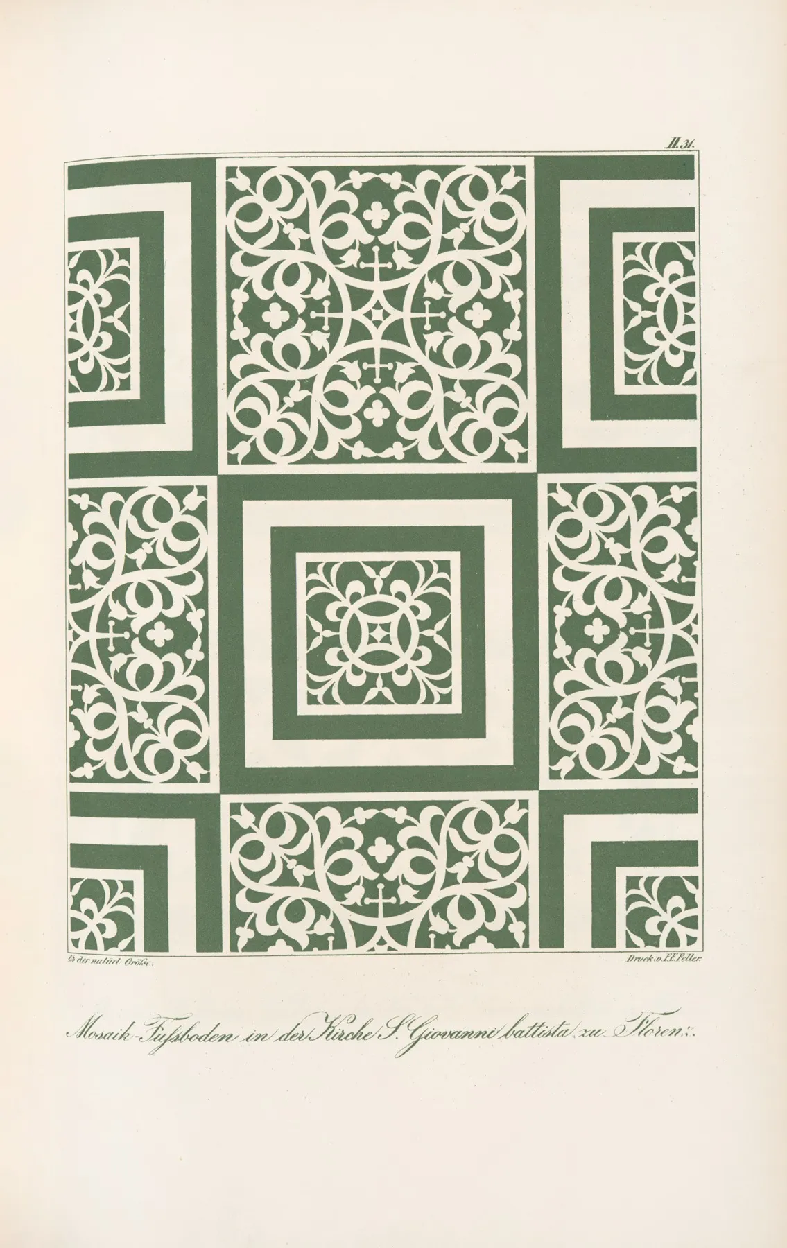 Mosaik Fussboden In Der Kirche S Giovanni Battista Zu Florenz Wall Art by Friedrich Maximilian Hessemer - High-Resolution Digital Print